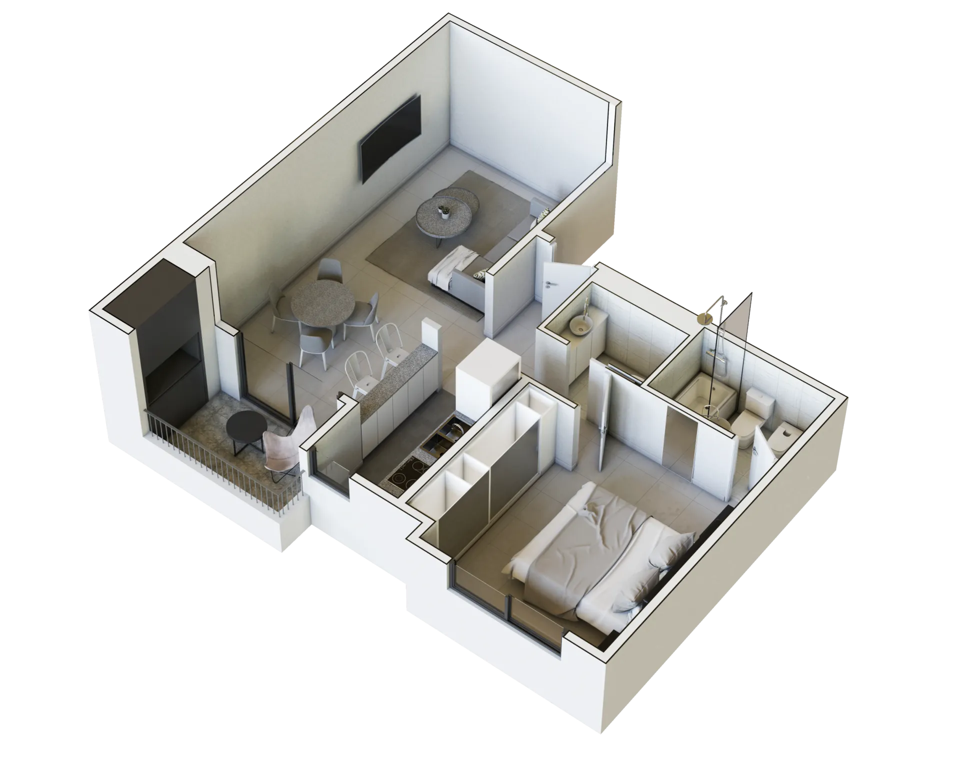 Distribución de 2 ambientes de Vita Pallares en Valentín Alsina, Lanús
